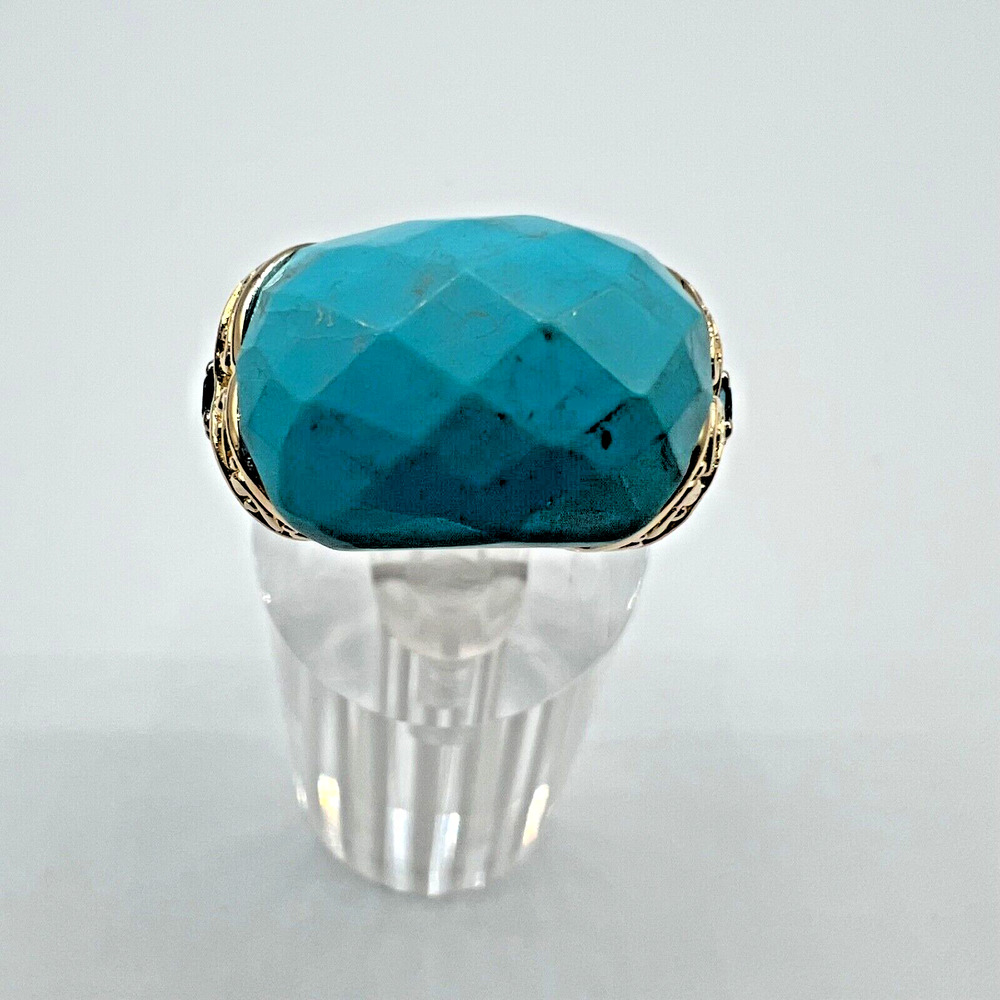 Estate VICTORIA WIECK Sterling Silver Turquoise Blue Topaz Ring - Size 7